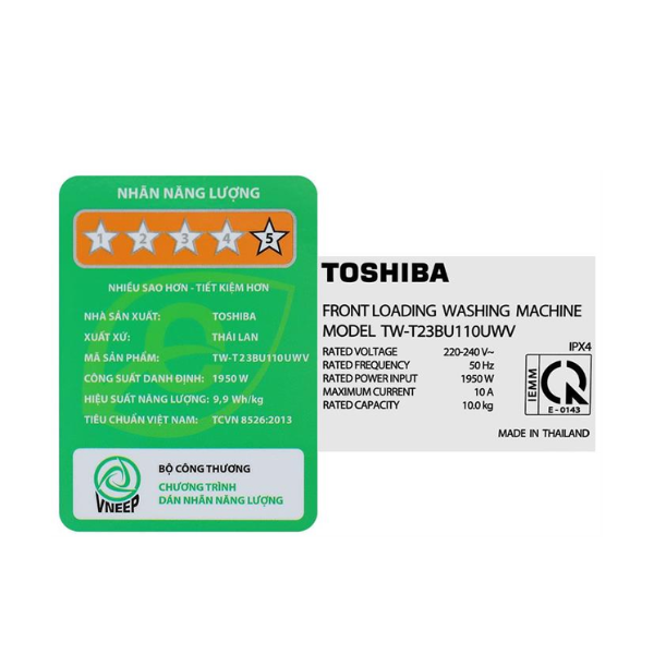 Máy giặt Toshiba Inverter 10 kg TW-T23BU110UWV(MG) Lồng ngang