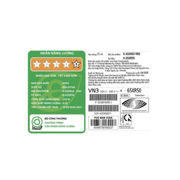 Google Tivi Mini LED Sony AI 4K 65 inch K-65XR50