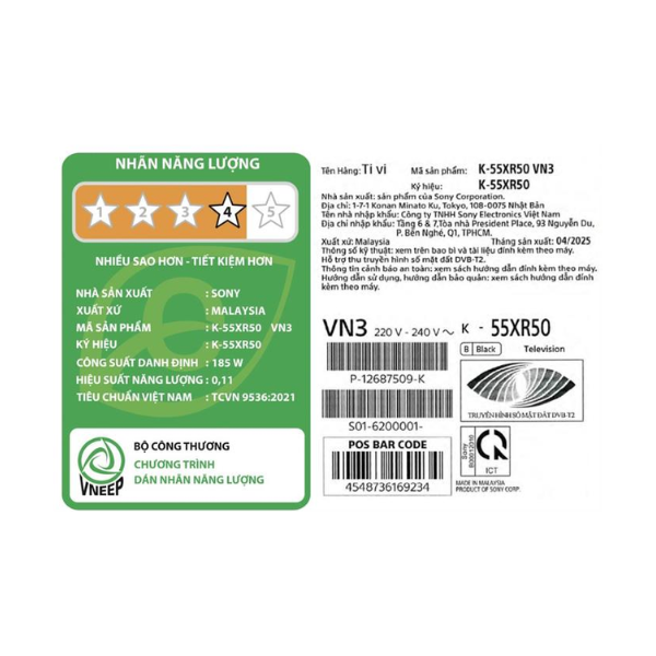 Google Tivi Mini LED Sony AI 4K 55 inch K-55XR50