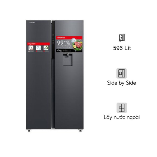 Tủ lạnh Toshiba Inverter 596 lít Side By Side GR-RS775WI-PMV(06)-MG