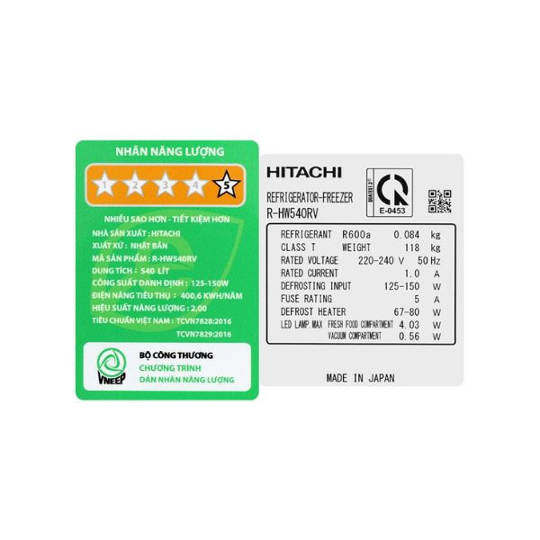 Tủ lạnh Hitachi Inverter 540 lít Multi Door R-HW540RV(X)