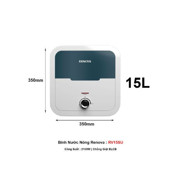 Bình nóng lạnh Renova 15 lít vuông RV15SU