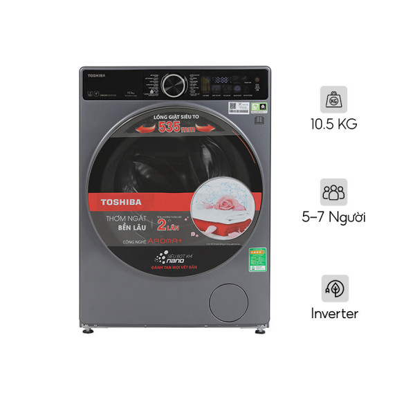 Máy giặt Toshiba Inverter 10.5 kg TW-T25BZU115MWV(MG) Lồng ngang