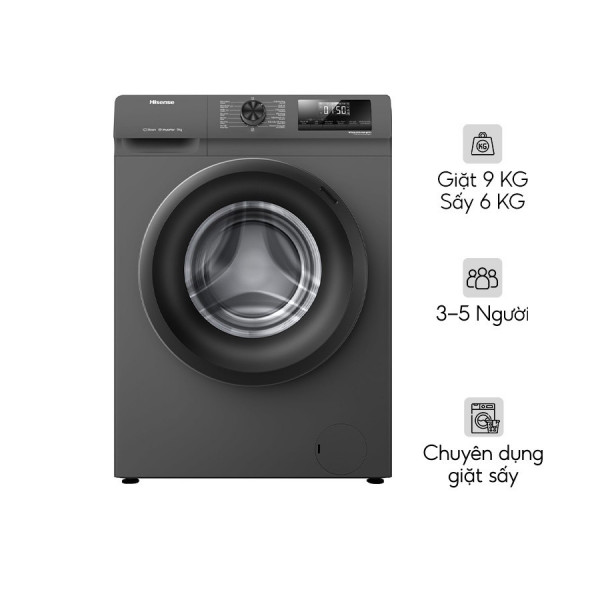 Máy giặt sấy Hisense Inverter giặt 9 kg - sấy 6 kg WD90N1Y