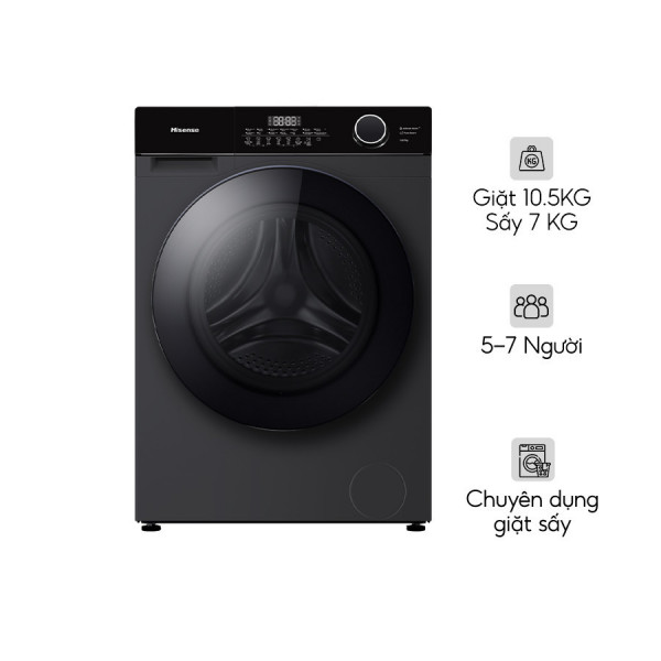 Máy giặt sấy Hisense Inverter giặt 10.5 kg - sấy 7 kg WD105M3