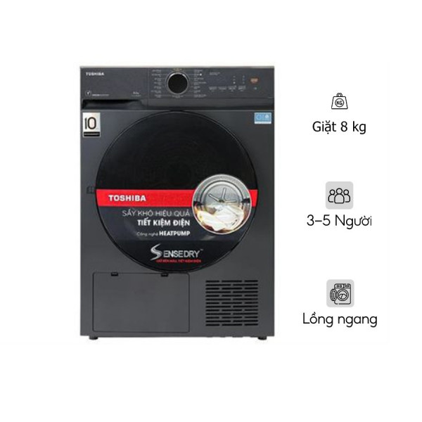 Máy sấy bơm nhiệt Toshiba 8 kg TD-T21B90HWV(MG)