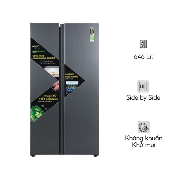Tủ lạnh Aqua Inverter 646 lít Side By Side AQR-S682XA(SLB)