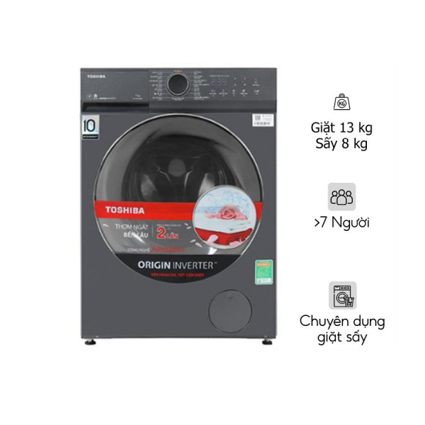 Máy giặt sấy Toshiba Inverter giặt 13 kg - sấy 8 kg TWD-T21BU140UWV(MG)