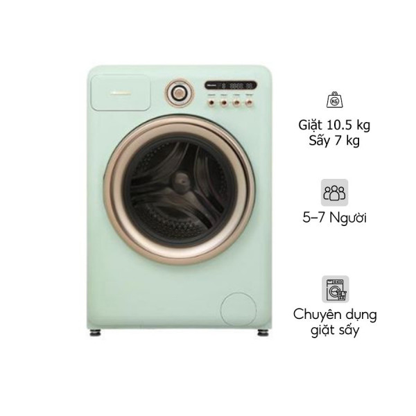 Máy giặt sấy Hisense Roman Holiday Inverter giặt 10.5 kg - sấy 7 kg WD105R5