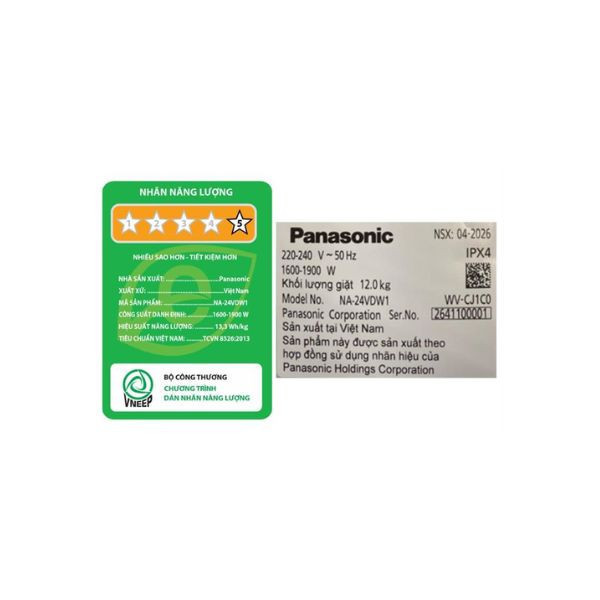 Máy giặt sấy Panasonic Inverter giặt 11.5 kg - sấy 7 kg NA-S23DW1BVT