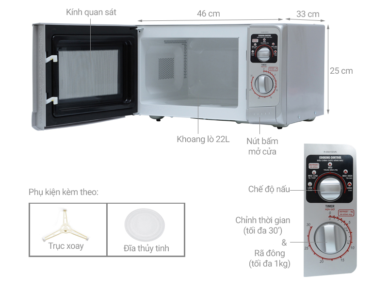 Lò vi sóng Sharp R-20A1(S)VN 22 lít