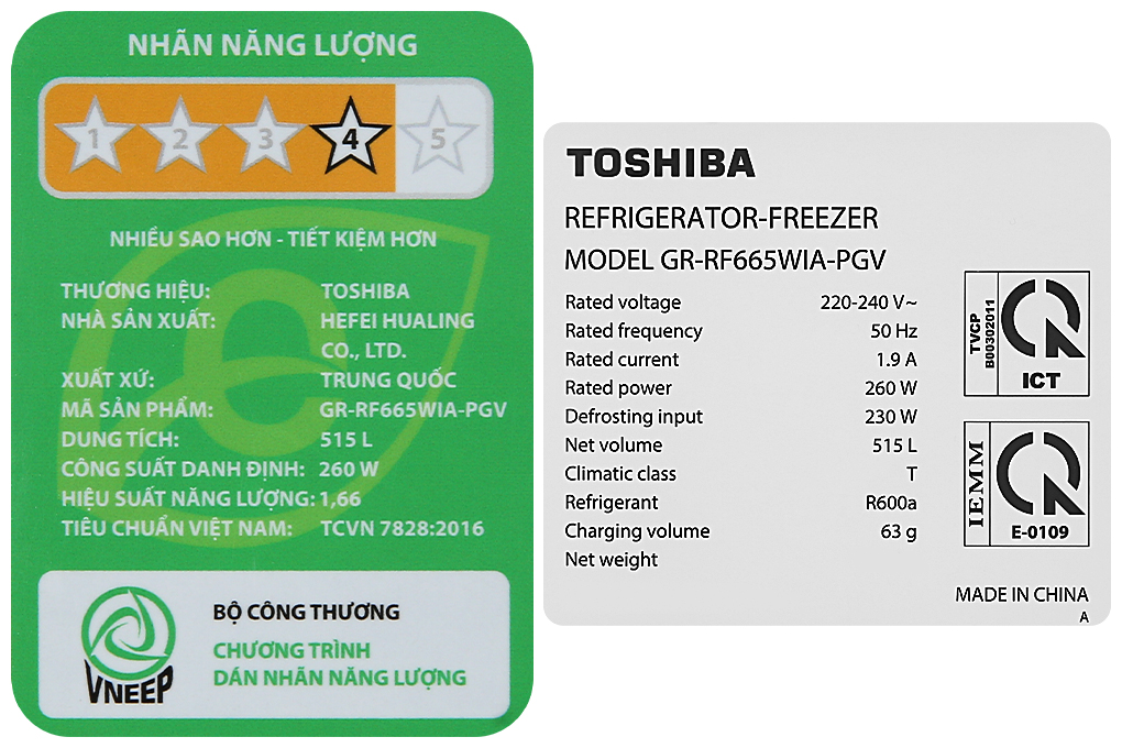 Tủ lạnh Toshiba Inverter 515 lít GR-RF665WIA-PGV(22)-XK