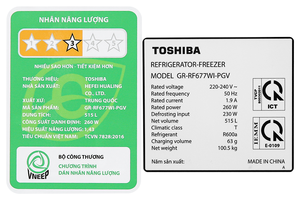 Tủ lạnh Toshiba Inverter 515 lít GR-RF677WI-PGV(22)-XK