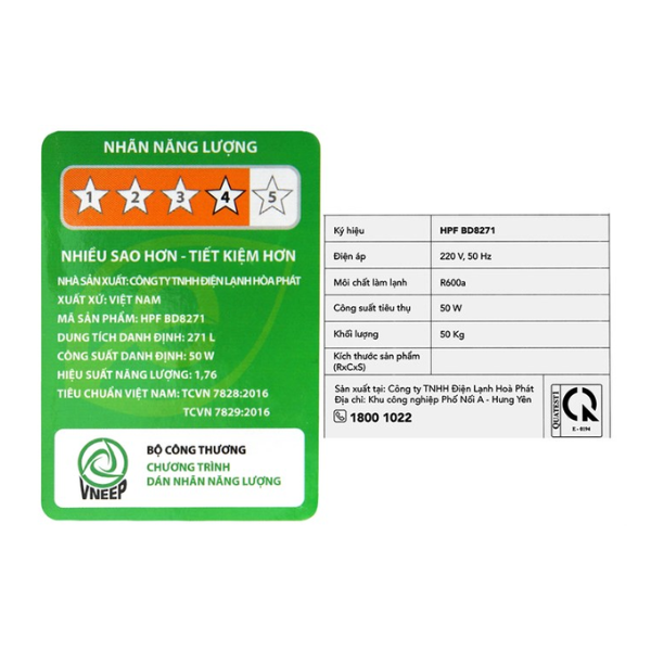 Tủ đông Hòa Phát Inverter 271 Lít HPF BD8271
