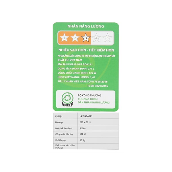 Tủ đông Hòa Phát 271 Lít HPF BD6271