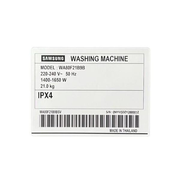 Máy giặt Samsung Inverter 21 kg WA80F21B9BSV Lồng đứng