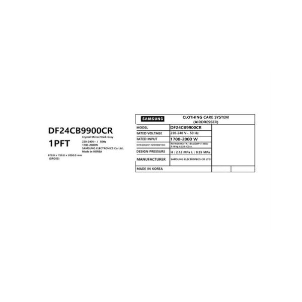 Tủ chăm sóc quần áo thông minh Samsung Bespoke AirDresser 5 móc DF24CB9900CRSV