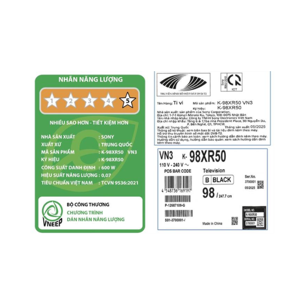 Google Tivi Mini LED Sony AI 4K 98 inch K-98XR50